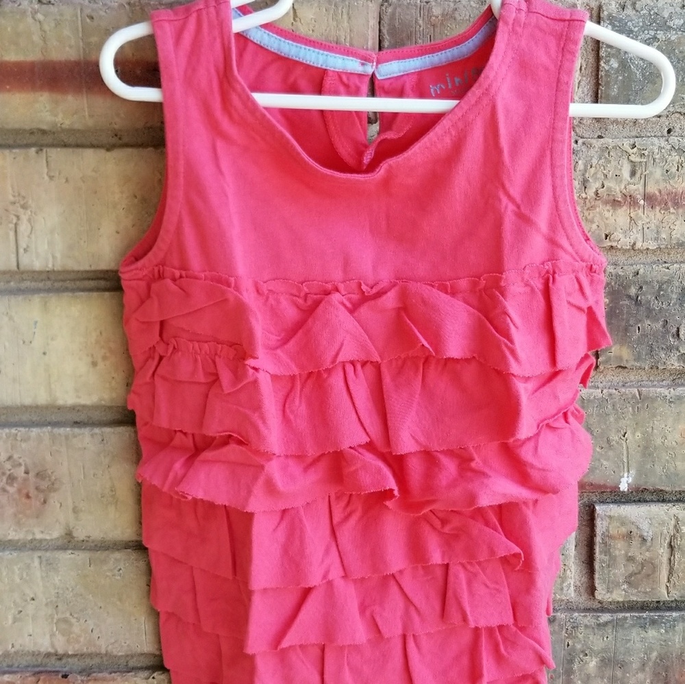 EUC Girl's Mini Boden Ruffle Hot Pink Top sz 4-5Y